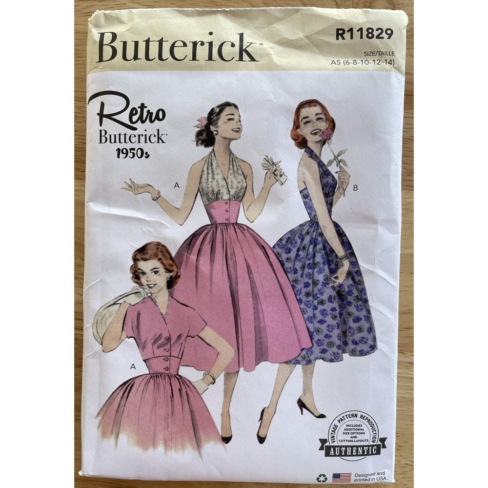 Butterick Retro 1950's R11829 Misses' Halter Dress & Jacket Pattern Size 6-14